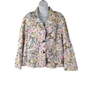 Cato Woman Butterfly Print Cotton Jacket Plus Size 22/24W Pastel spring fairy